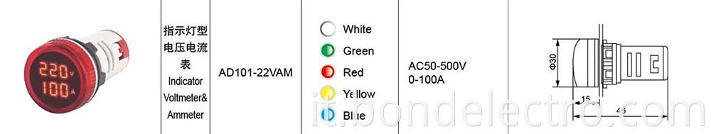 AD101-22 VAMS Voltmeter Ammeter-round-data 